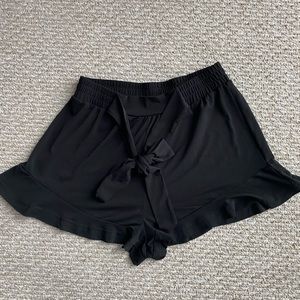Black Elastic Shorts with Flares - EXPRESS
